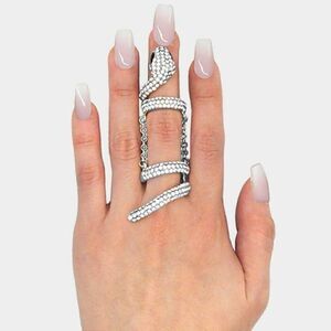 Snake Clear Crystal Pave Rhodium Stretch Ring